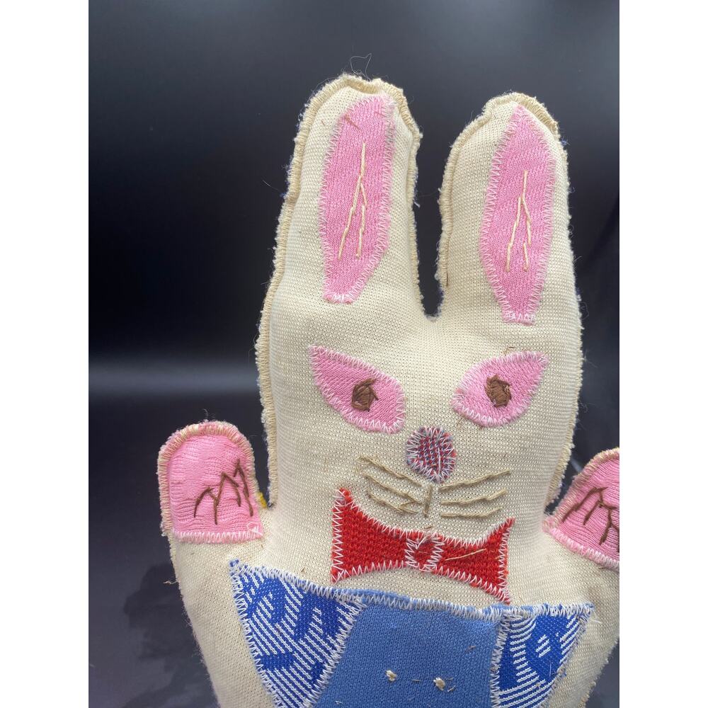 Reversible Vintage Red White Blue Rabbit Bear Stuffed Toy - Picture 4 of 5